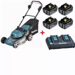 Makita Tondeuse 36 V => 2 X 18 V 46 Cm - DLM460Z + Chargeur Rapide 14.4V à 18V - DC18RD - 196933-6 + Batterie BL1840 Set 18V 4.0 Ah - 197265-4